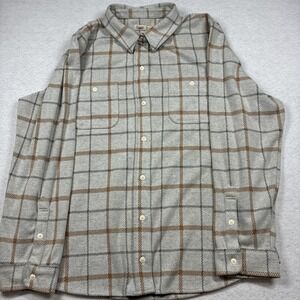 Faherty Men's Oatmeal Brown Legend Sweater Shirt Plaid Size XXL Soft Casual